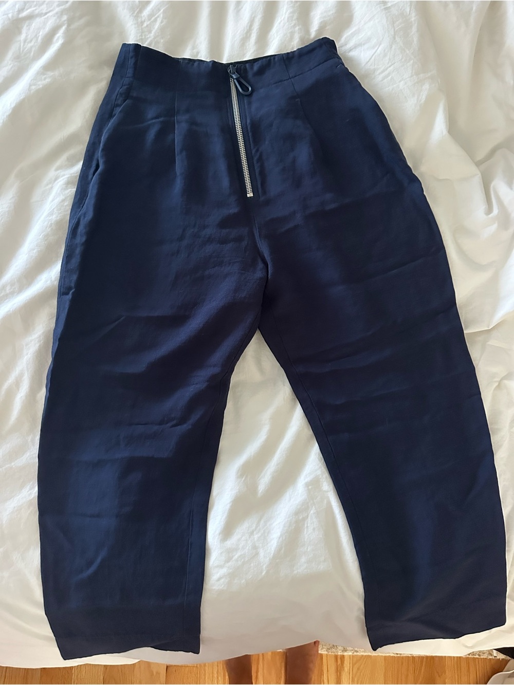 Sandro Dark Navy Half-Zip pant with Silver Zipper